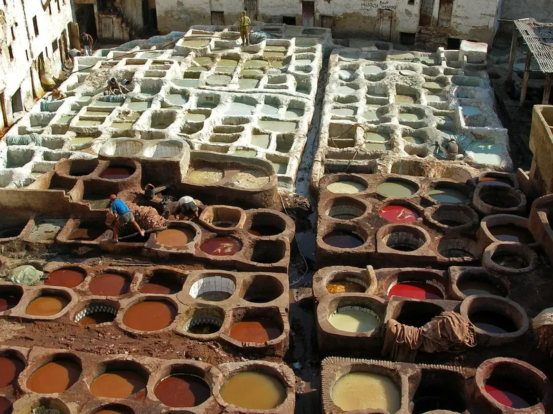 Dye pits of the Chouara tannery in the Fes medina