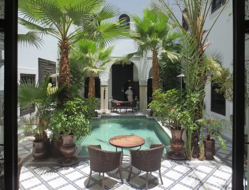 Courtyard of a traditional riad with plunge pool